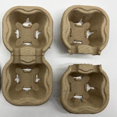 China Disposable Biodegradable Paper Cup Holder Tray Pulp Fiber Drink Carrier Coffee Cup Holder Mug Carrier For Beverage Needs for sale