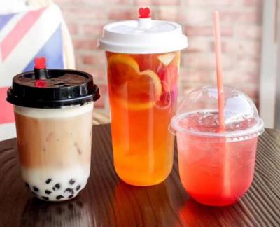 China 100% Eco-friendly Custom Logo Mug Boba Bubble Milk Tea Cup Pp Clear Disposable Plastic U Shape Mugs for sale