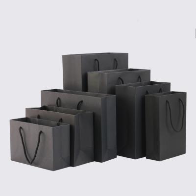 China Wholesale Recyclable Luxury Black Paper Bag Gift Bag Recyclable Paper Bag Gift Wrapping Packaging for sale