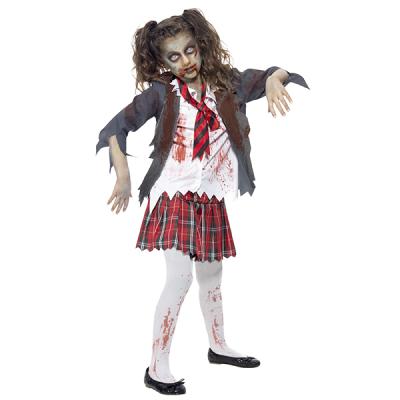 China Party Horror School Girl Zombie Costume Halloween Eco-friendly Material Cosplay Costume For Girls for sale