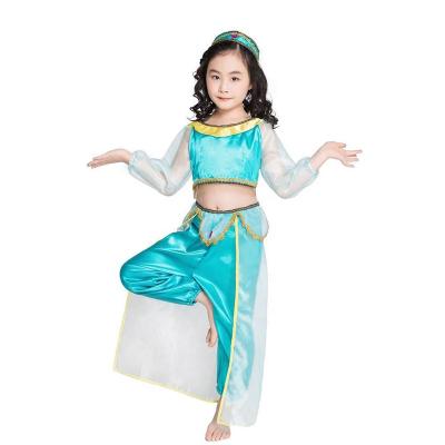 China Factory Eco-friendly Material Hot Sale Blue Princess Jasmine Halloween Kids Arabian Costumes for sale