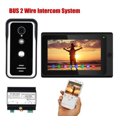 China WIFI 7 Inch Wired WIFI BUS 2 Wire Door Phone Video Intercoms with HD 1000TVL Camera Night Vision, Support APP Remote Recording for sale