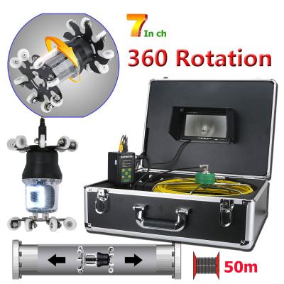 China NIGHT VISION 50m 7 Inch Pipe Inspection Video Camera Drain Sewer Pipe Industrial Endoscope With IP68 38 LED 360 Degree Rotating Camera for sale