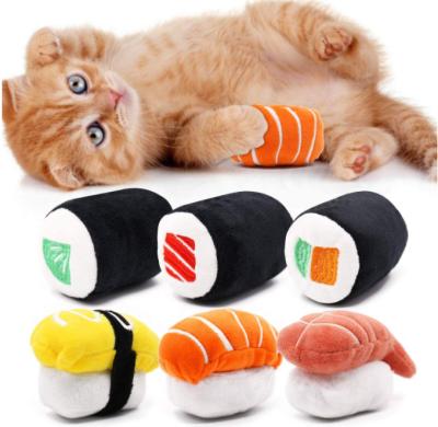 China Cat Toys With Catnip Sushi 6 Pack Amazon Sushi Roll Pillow Kitten Chew Bite Relief Cleaning Plush Toy Viable Hot Gift Toy for sale