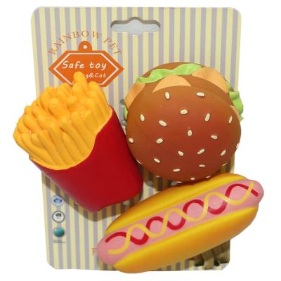 China Wholesale Natural Viable Small Burger Toys Natural Molar Pet Teeth Latex Pet Burger Toys Maintain Oral Hygiene for sale