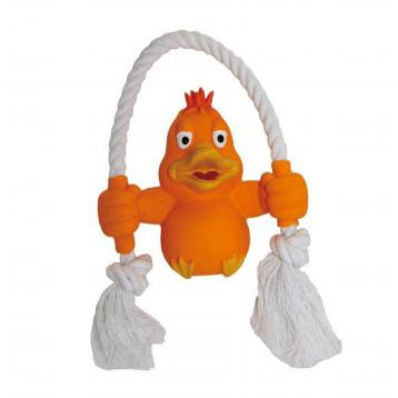 China Free Sample Viable Latex Chicken With Rope Medium Professional Environmental Friendly Doy Toys Wholesale Pet Supplies Dog Toy for sale