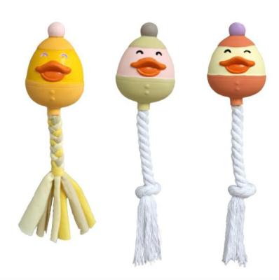 China 2021 Stocked Dog Toy Free Sample Latex Duck With Rope Customize Any Model Latex Puppy Pet Animal Toy for sale