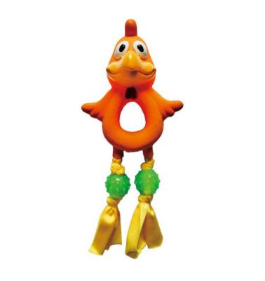 China Viable Wholesale High Quality Dog Toys Supplier Cute Latex Chicken With TPR Ring Not Easy Molar Damage Toys for sale