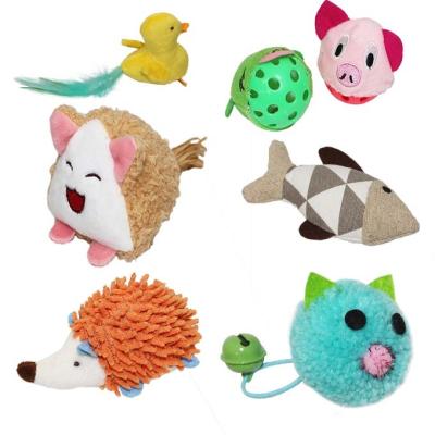 China Wholesale Japanese Viable Cat Toy Cute Plush Mixed Styles Colors Funny Cat Teaser Squeaky Toy With Rope Pet Toy for sale