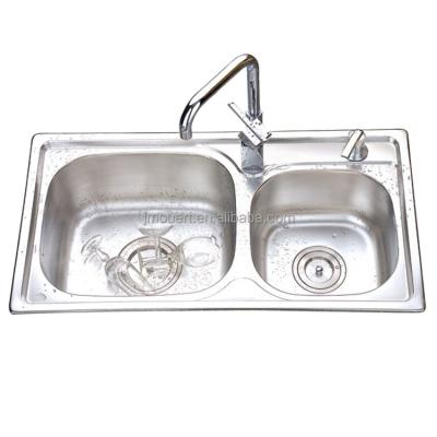 China With faucet China topmount stainless steel double bowl kitchen 304 good quality kitchen sink for sale