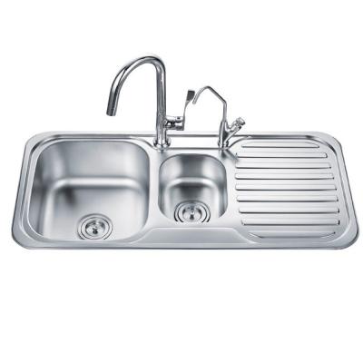 China High Quality 304 Stainless Steel Double Faucet Double Bowl Without Drainer Kitchen Sink for sale