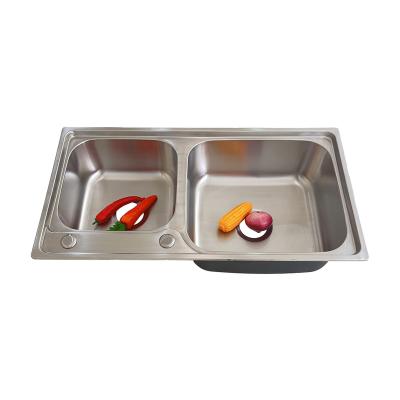 China With Faucet OL-8143B China Factory Wholesale 304 Stainless Steel Double Kitchen Sink for sale