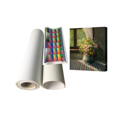 China Inkjet Digital Printing Rite White Color 380gsm Matte Polyester Cotton Blank Canvas Roll For Eco Solvent Print for sale