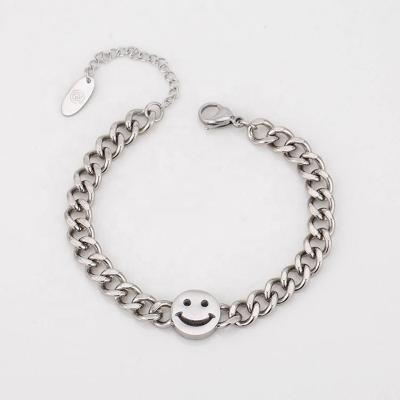 China Stainless Steel Smiley Face Fashionable High Quality Simple Couples Hip Hop Bracelets Bangles for sale