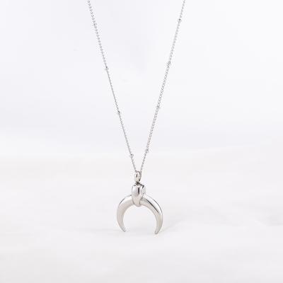 China FASHIONABLE Hot Selling Minimalist Trend Stainless Steel Chandelier Men And Women Moon Pendant Necklaces for sale