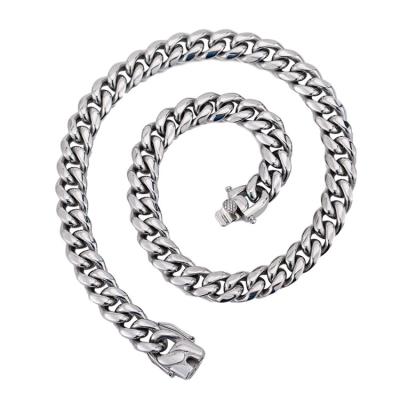 China Fashion 12mm Steel Cuban Chain Necklace Stainless Cool CLASSIC Hip Hop Style For Men for sale