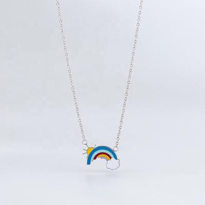 China Fashion Jewelry Stainless Steel Enamel Craft Sun Cloud Rainbow Light Luxury Trendy Necklace For Couples for sale