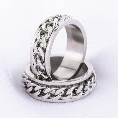 China New Trendy Trendy Male Finger Jewelry Stainless Steel Spinner Spinning Chain Rings For Women Men Couple for sale