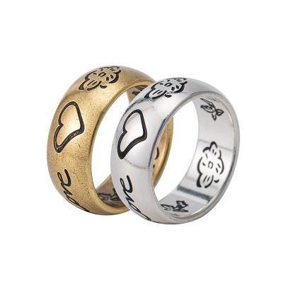 China TRENDY Fashion Simple Couple Stainless Steel Gold And Silver Color Flower And Bird Rings for sale