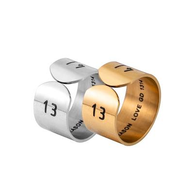 China FASHIONABLE Korean Trend Charm Stainless Steel Gold and Silver GD 1314 Couple Cut Rings for sale