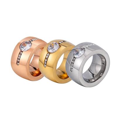 China Fashion High Quality Light Luxury Fashion Rose Gold Stainless Steel Zircon Male Rings for sale