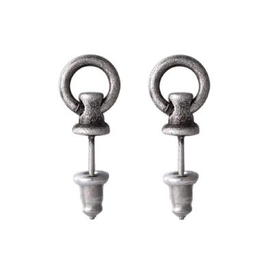 China Creative Vintage Personality Ear Studs Antique Color Neutral Stainless Steel Round Retro Earrings for sale