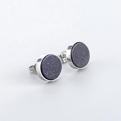 China Of purple stone stainless steel male round earrings hypoallergenic high quality TRENDY/female sand for sale