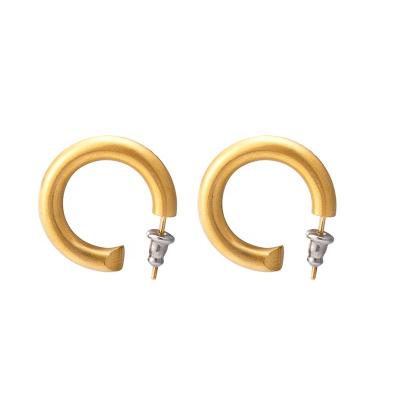 China Punk High Quality 316L Stainless Steel Gold Plated Hypoallergenic C Shaped Cuff Earrings for sale