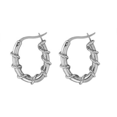 China Hot Selling Punk Stainless Steel Hypoallergenic Geometric Twist U Shape Earrings for sale