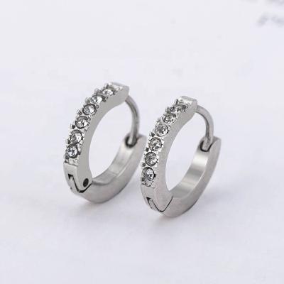 China FASHIONABLE Hot Selling Minimalist Charm 316L Stainless Steel Semicircle Zircon Stud Earrings for sale