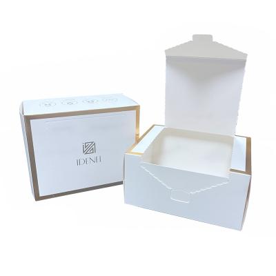 China Recycled Materials Customized Cotton Makeup Remover Padded Paper Box With Gold Logo Paper Cosmetic Box for sale