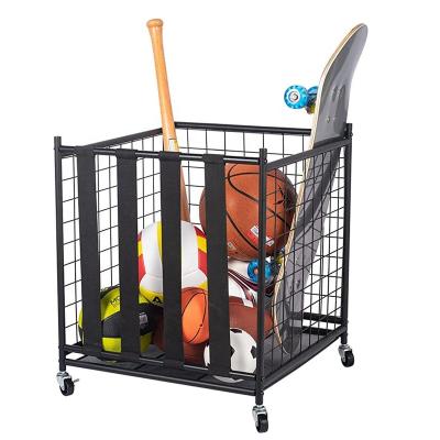 China Organization Garage Organizer Ball Rack Sport Basket Storage With Elastic Straps Garage Sporting Goods Organizer For Sorts Balls for sale