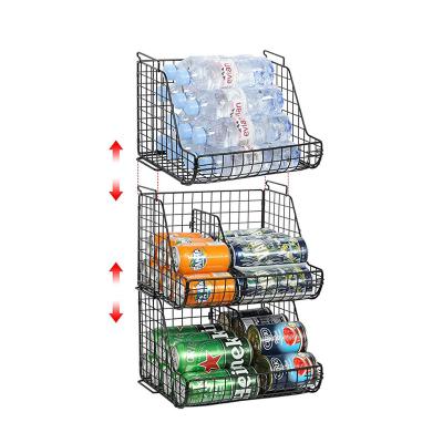 China Modern Stacking Box Dispensers 3 Tier With 3 Dividers Galley Can Organizer Standing Water Bottle Holder for sale