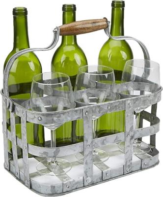 China Easy To Assemble Wine Pegs Bottle Display Wine Rack Buckets Coolers Racks Stand Design Farmhouse Bottle Carrier 6 Beer Rack Silver for sale