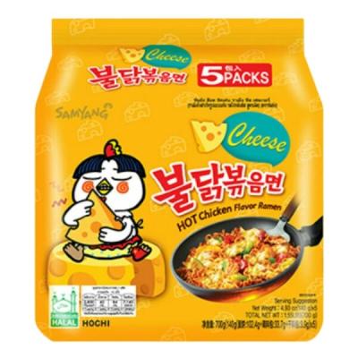 China Trans-fat Chicken Flavor Ramen (BULDAK CHEESE) Free Hot HALAL MEAT! (140g) X 5 packs of Korean noodles for sale