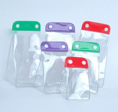 China Promotion Clear PVC Packaging bags with buttons , personalized cosmetic bags for sale