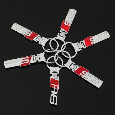 China Sports Suitable For Audi Modified S3 S4 S5 S6 Sline RS Car Logo Standard Metal Car Double Sided Key Chain Pendant for sale