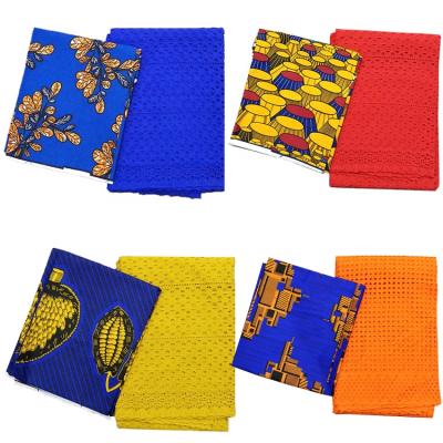 China Africon Anti-Static Wax Prints African Wax Women Dress For Party Wax Cloth + Soluble Cloth A Set Cloth For Sale for sale