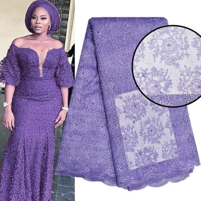 China 100% African Lace Fabric Cotton Guipure Lace Fabric High Quality Nigerian Wedding Viable Embroidery Queency Guipure Rope Lace Fabric for sale