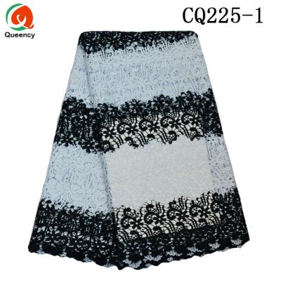 China Queency Beautiful Viable African Dress Black White Embroidered Guipure Cord Lace Water Soluble Fabric for sale