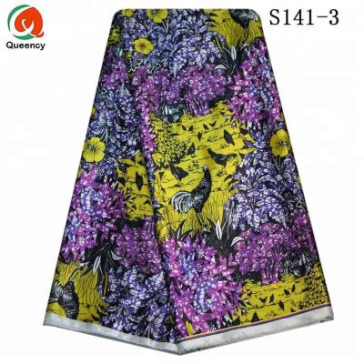 China Queency Shrink-Resistant African Digital Fashion Lightweight 100% Polyester Floral Printed Silk Satin Fabric for sale