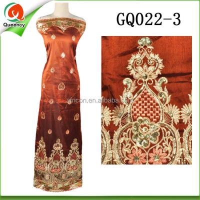 China GQ022 Queency George Fabric Sustainable Cotton African Nigerian Wedding Dress Sequin Raw Silk For Sale In Coffee Color for sale