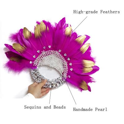 China Ostrich feather 2020 new design hand fan dyed pattern and ostrich feather ostrich feather material fringe for sale