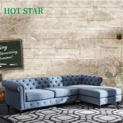 China Massage Factory Price Luxury Home Furniture, Genuine Leather Tufted Corner Sofa Set, Design Classic Chesterfield Hard Leather Couch Set for sale