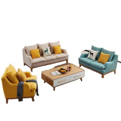 China High Quality Popular Fabric Sofa Sets, 3 Seat Wooden Sofa, Simple Durable Classic Sofa Set Wooden Design Young Massage Salon for sale