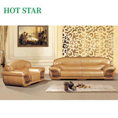 China Sofa Set For Living Room Supply, 2 Pieces Luxury Genuine Leather Leather Couch, Wooden Seats Sofa Set Classic Style View 2 Massage Factory for sale