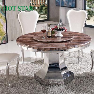 China Modern Factory Marble Top Home Furniture, European Style White Dining Table Design, Customized Round Marble Dining Table Set for sale