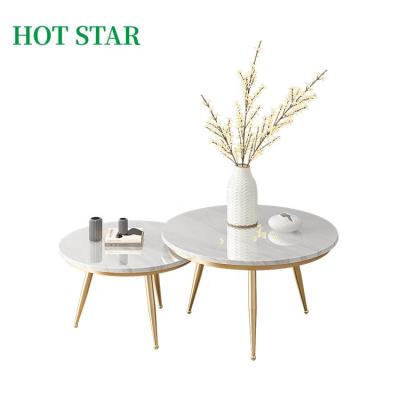 China Modern new arrivals two in one stainless steel home furniture, fashion italian marble coffee table, round marble coffee table sets for sale