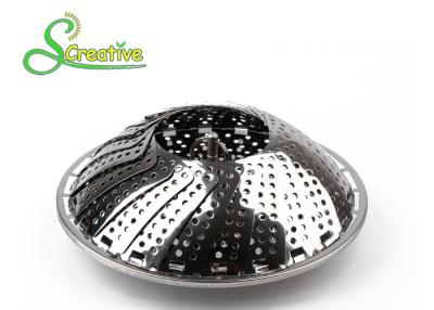 China SS430 Collapsible Stainless Steel Steamer Basket Non Scratch For Food Cooking for sale