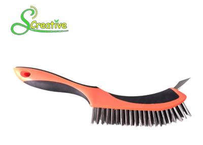 China BBQ Grill Cleaning Stainless Steel Wire Brush With Plastic Handle Wear Resistant for sale